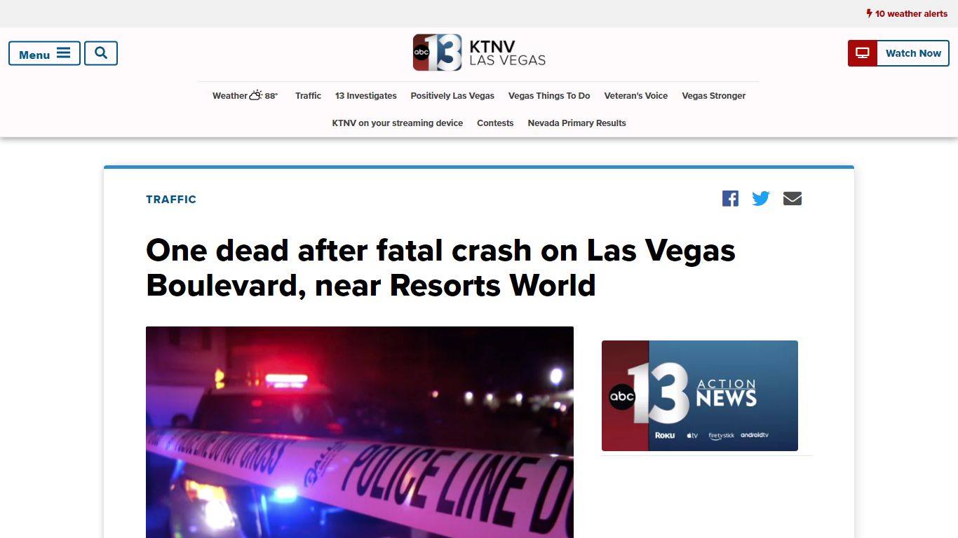 One dead after fatal crash on Las Vegas Boulevard, near Resorts World